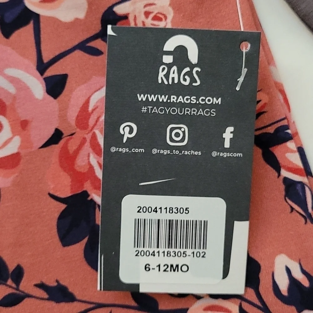 NWT RAGS Baby Ruffled Floral Romper 6-12m